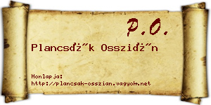 Plancsák Osszián névjegykártya